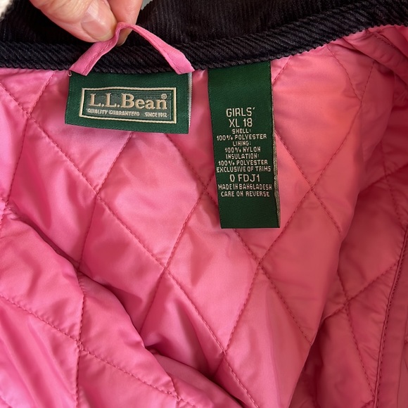 L.L.Bean Pink Corduroy Quilted Button Jacket girls XL 18 - Picture 5 of 6
